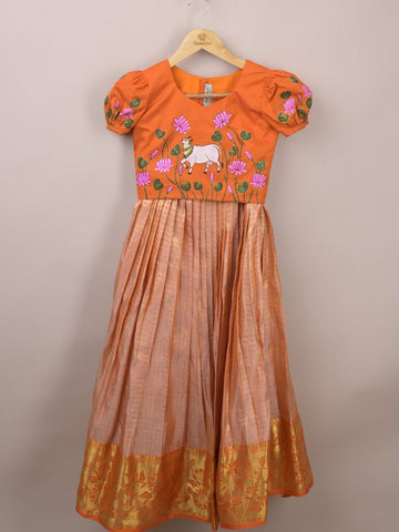 Designer lehenga set for girls | coral orange | party wear | 11-12 years