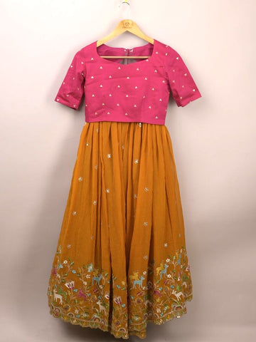 Designer lehenga set for girls | golden yellow | party wear | 14-15 years