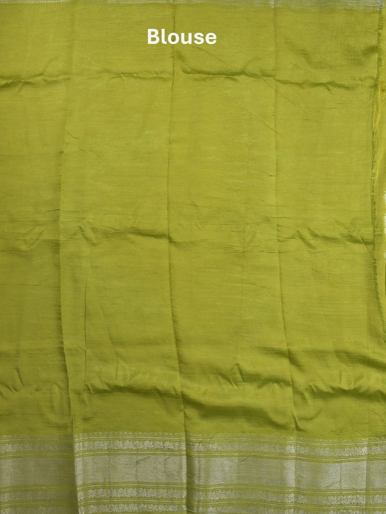 Mangalagiri fancy saree cream color allover prints & zari border with contrast pallu and plain blouse