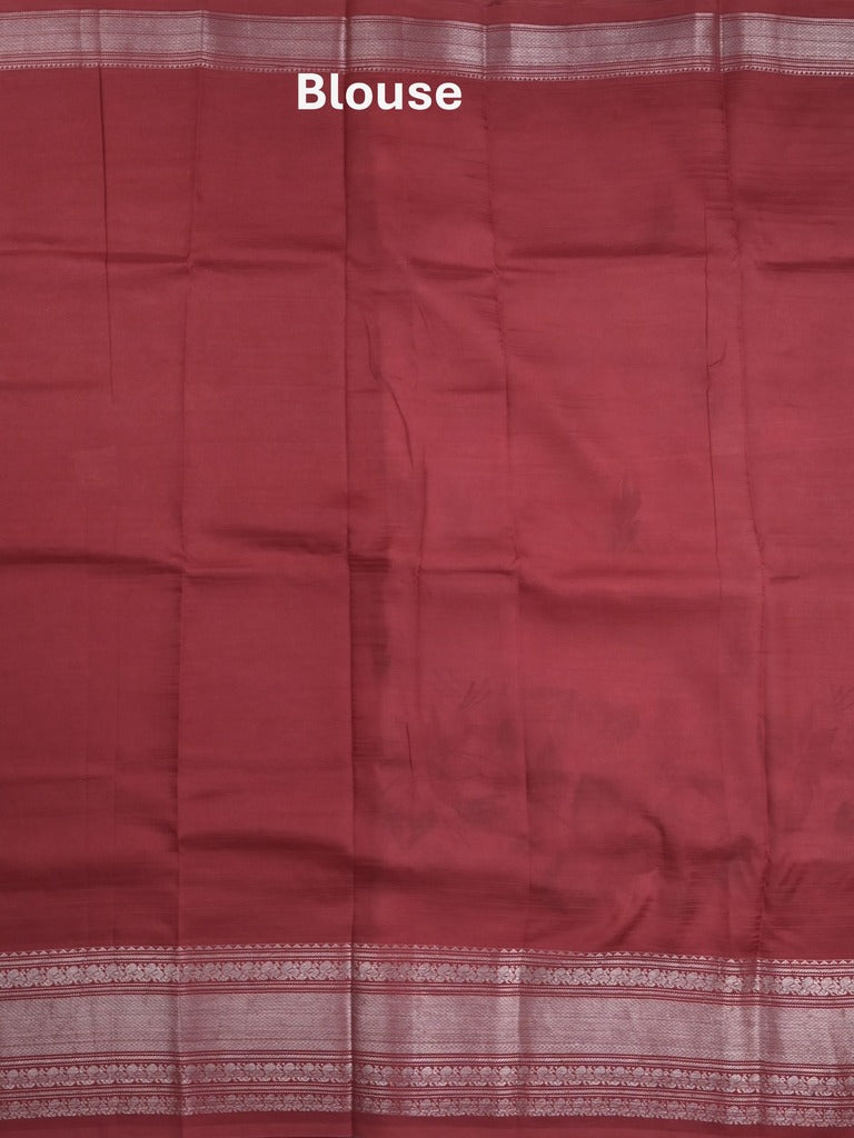 Mangalagiri fancy saree white color allover prints & zari border with contrast pallu and plain blouse