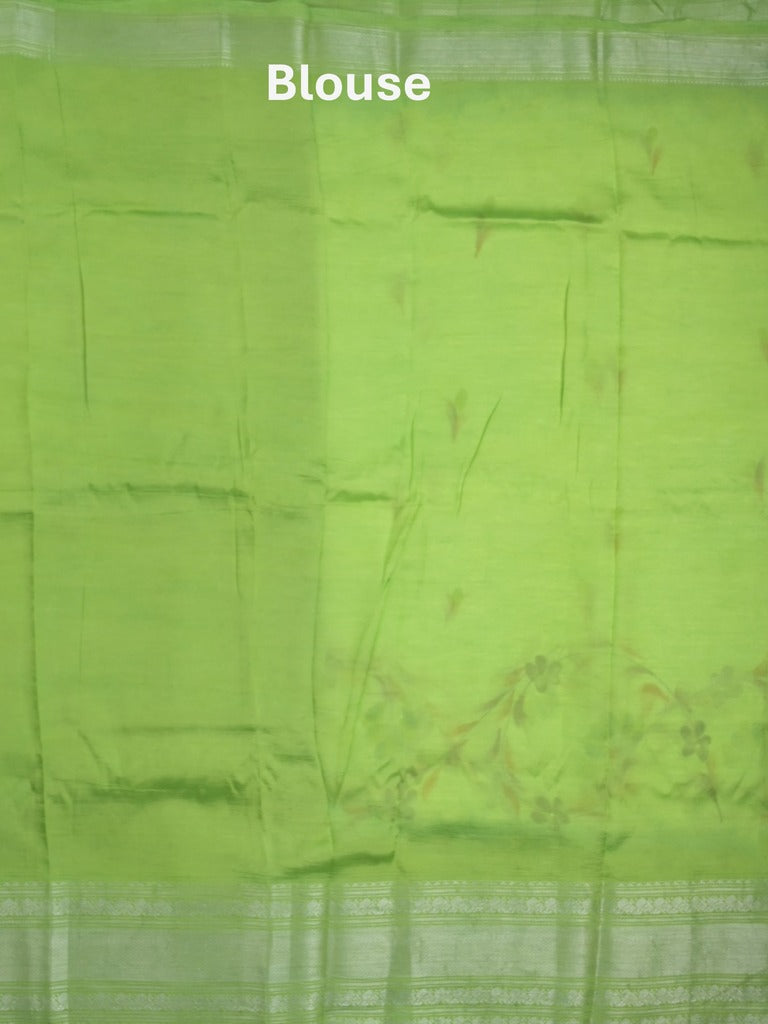 Mangalagiri fancy saree white color allover prints & zari border with contrast pallu and plain blouse