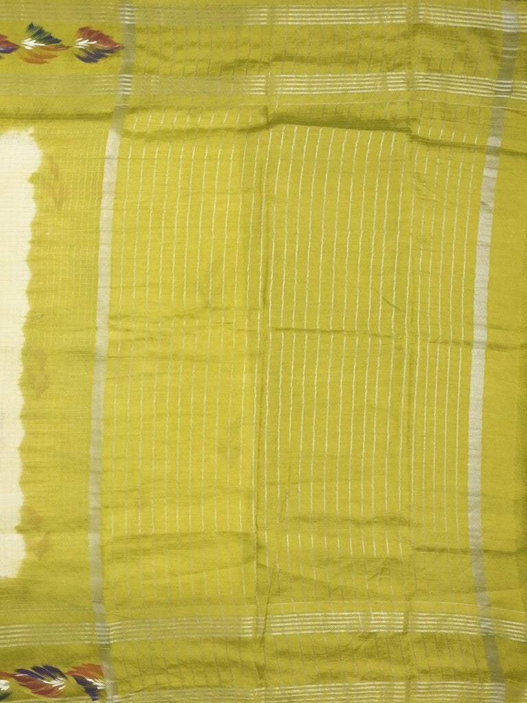 Mangalagiri fancy saree cream color allover prints & zari border with contrast pallu and plain blouse