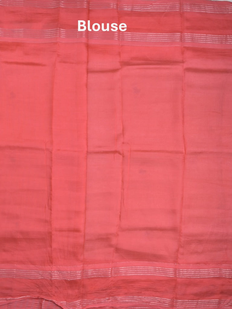 Mangalagiri fancy saree light grey color allover prints & zari border with contrast pallu and plain blouse