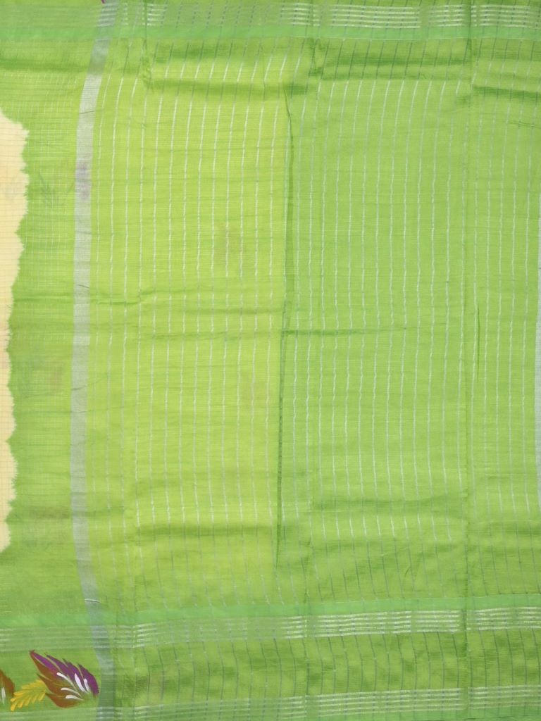 Mangalagiri fancy saree cream color allover prints & zari border with contrast pallu and plain blouse