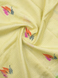 Mangalagiri fancy saree cream color allover prints & zari border with contrast pallu and plain blouse