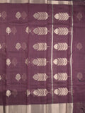 Chanderi fancy saree dark wine color allover zari motifs & zari border with self pallu and attached blouse