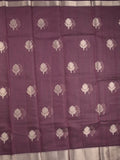 Chanderi fancy saree dark wine color allover zari motifs & zari border with self pallu and attached blouse