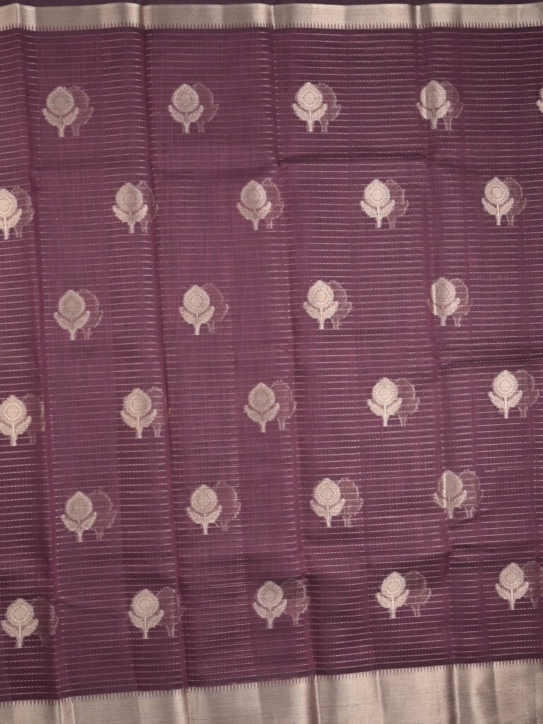 Chanderi fancy saree dark wine color allover zari motifs & zari border with self pallu and attached blouse