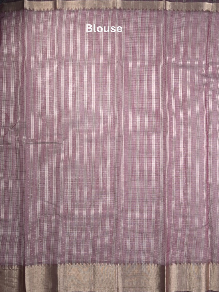 Chanderi fancy saree dark wine color allover zari motifs & zari border with self pallu and attached blouse