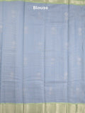 Chanderi fancy saree light blue color allover zari motifs & zari border with self pallu and attached blouse