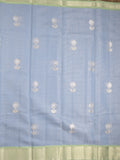 Chanderi fancy saree light blue color allover zari motifs & zari border with self pallu and attached blouse