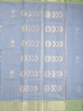 Chanderi fancy saree light blue color allover zari motifs & zari border with self pallu and attached blouse