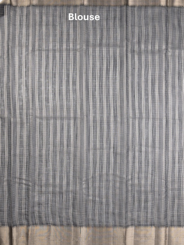 Chanderi fancy saree black color allover zari motifs & zari border with self pallu and attached blouse