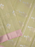 Chanderi fancy saree light snuff color allover zari motifs & zari border with self pallu and plain blouse
