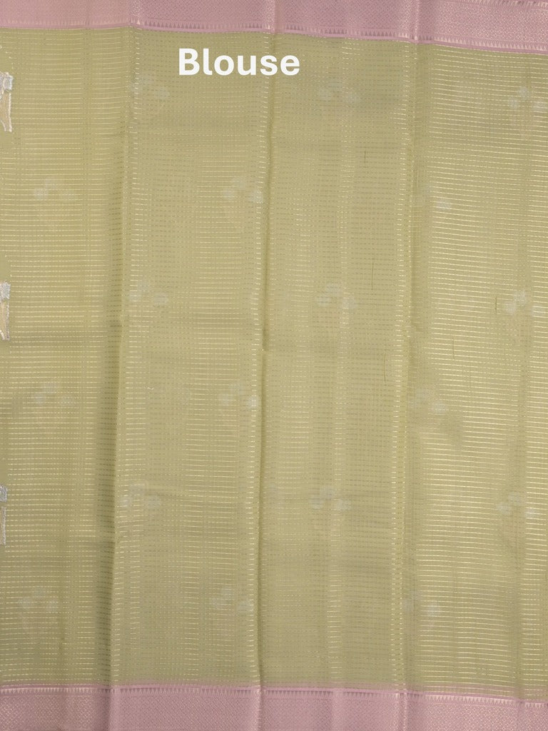 Chanderi fancy saree light snuff color allover zari motifs & zari border with self pallu and plain blouse