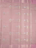 Chanderi fancy saree baby pink color allover zari motifs & zari border with self pallu and plain blouse
