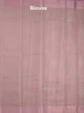 Chanderi fancy saree baby pink color allover zari motifs & zari border with self pallu and plain blouse
