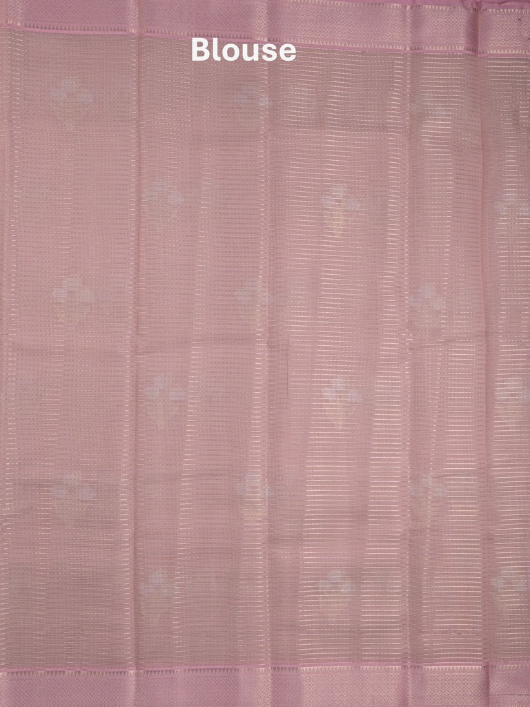 Chanderi fancy saree baby pink color allover zari motifs & zari border with self pallu and plain blouse