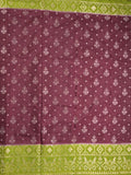 Mangalagiri fancy saree dark wine color allover zari weaves & zari border with contrast pallu and brocade blouse