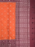 Mangalagiri fancy saree orange color allover zari weaves & zari border with contrast pallu and brocade blouse
