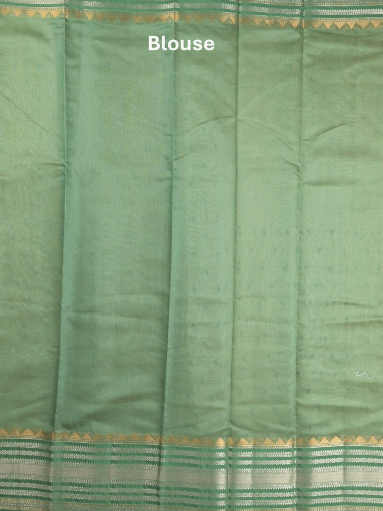 Chanderi fancy saree cream color allover zari motifs & zari border with zari pallu and attached contrast plain blouse