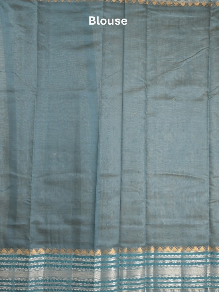 Chanderi fancy saree cream color allover zari motifs & zari border with zari pallu and attached contrast plain blouse