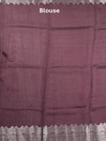 Raw mango fancy saree dark maroon color allover zari motifs & zari border with zari pallu and attached self blouse