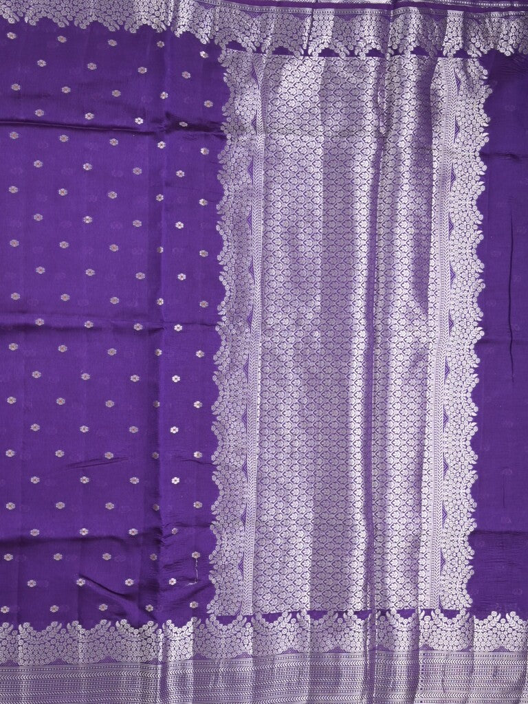 Raw mango fancy saree dark blue color allover zari motifs & zari border with zari pallu and attached self blouse