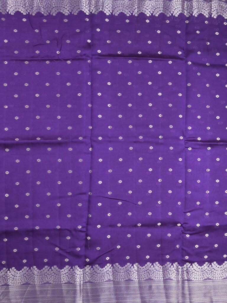 Raw mango fancy saree dark blue color allover zari motifs & zari border with zari pallu and attached self blouse