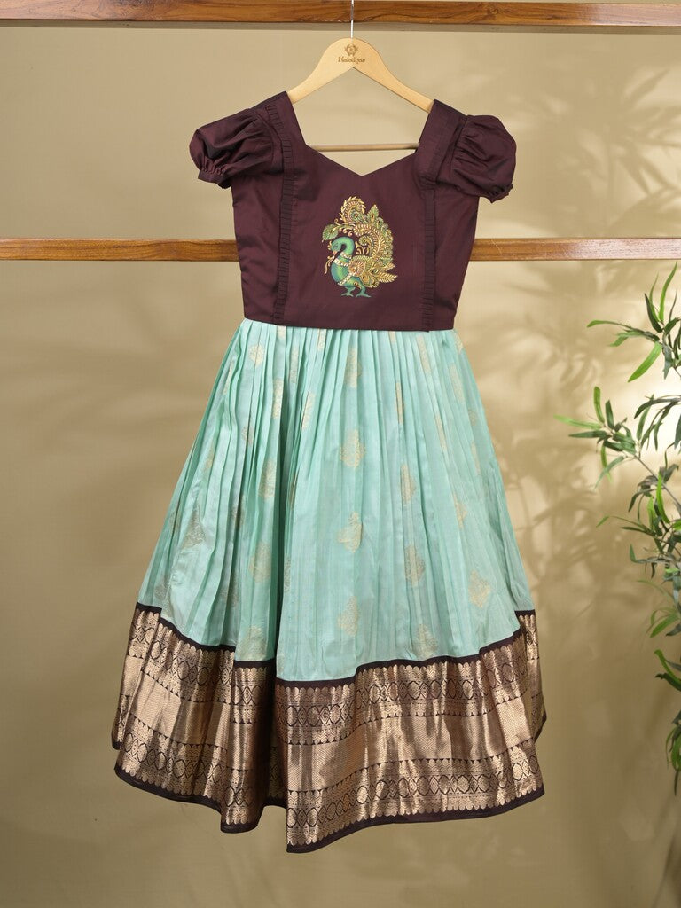 Traditional Kanchi Pattu Lehenga Set for Girls 10-11 years
