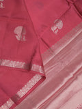 Raw mango fancy saree dark pink color allover zari motifs & zari border with zari pallu and attached self blouse