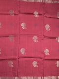 Raw mango fancy saree dark pink color allover zari motifs & zari border with zari pallu and attached self blouse