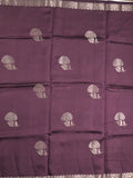 Raw mango fancy saree dark wine color allover zari motifs & zari border with zari pallu and attached self blouse