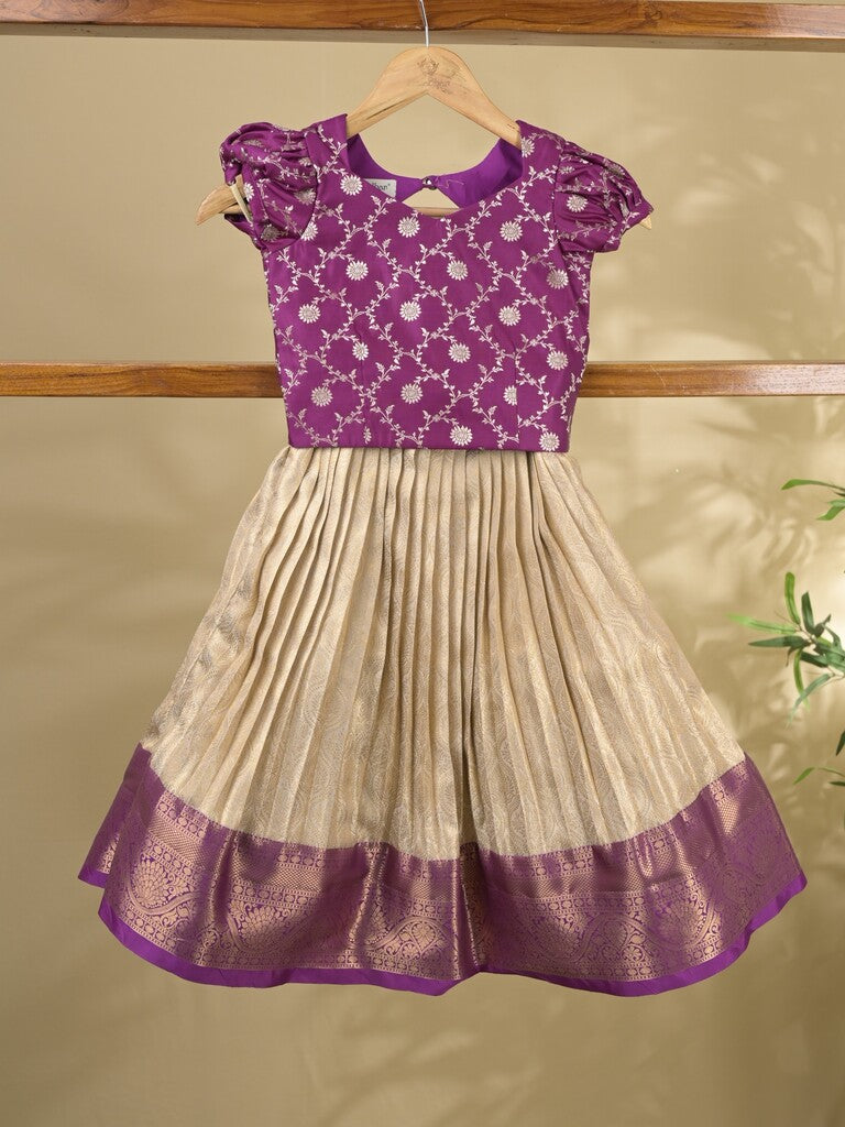 Banaras Tissue Lehenga set with Intricate Zari Detailing 4-5 years