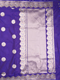 Raw mango fancy saree royal blue color allover zari motifs & zari border with zari pallu and attached self blouse