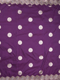 Raw mango fancy saree violet color allover zari motifs & zari border with zari pallu and attached self blouse