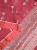 Raw mango fancy saree dark pink color allover zari motifs & zari border with zari pallu and attached self blouse