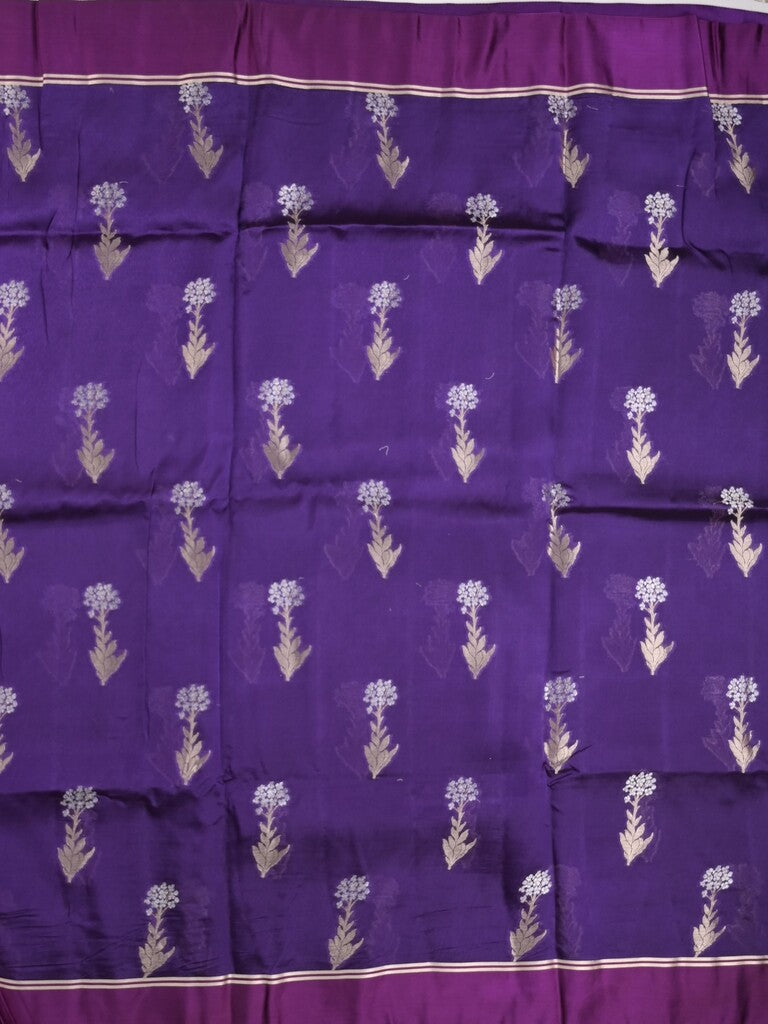 Raw mango fancy saree dark blue color allover zari motifs & zari border with zari pallu and attached self blouse