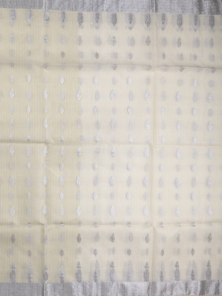 Jari kota fancy saree cream color allover zari motifs & zari border with zari pallu and attached self blouse