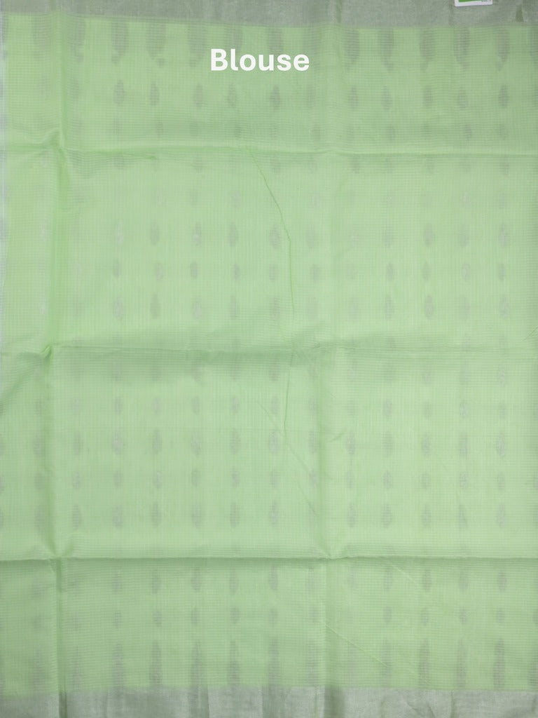 Jari kota fancy saree light lux green color allover zari motifs & zari border with zari pallu and attached self blouse