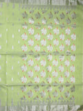 Jari kota fancy saree light green color allover zari motifs & zari border with zari pallu and attached self blouse