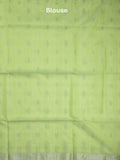 Jari kota fancy saree light green color allover zari motifs & zari border with zari pallu and attached self blouse