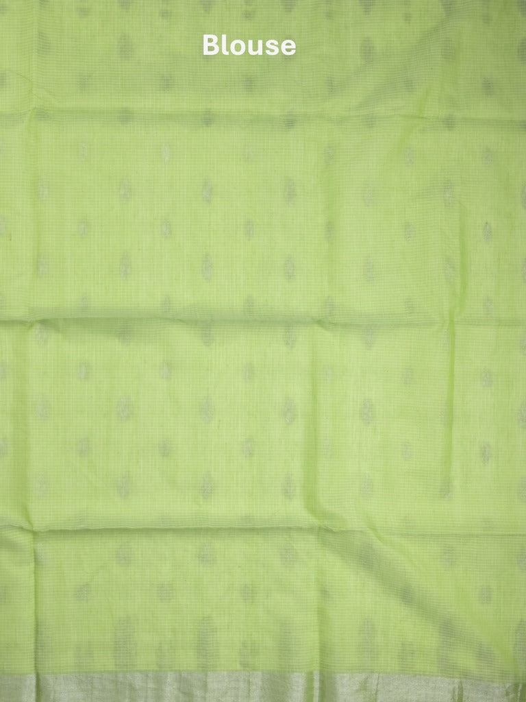 Jari kota fancy saree light green color allover zari motifs & zari border with zari pallu and attached self blouse