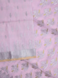 Jari kota fancy saree lavender color allover zari motifs & zari border with zari pallu and attached self blouse