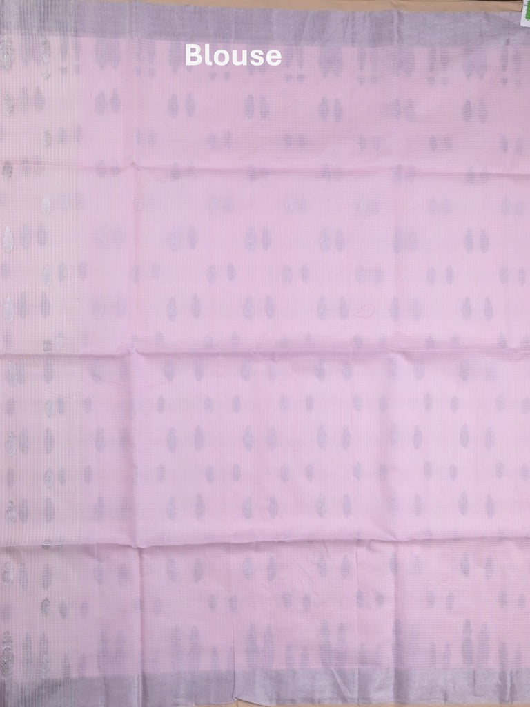 Jari kota fancy saree lavender color allover zari motifs & zari border with zari pallu and attached self blouse