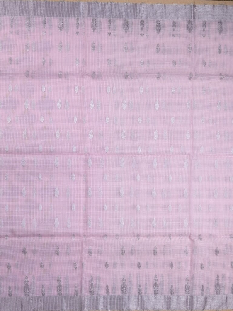 Jari kota fancy saree lavender color allover zari motifs & zari border with zari pallu and attached self blouse