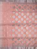 Jari kota fancy saree baby pink color allover zari motifs & zari border with zari pallu and attached self blouse
