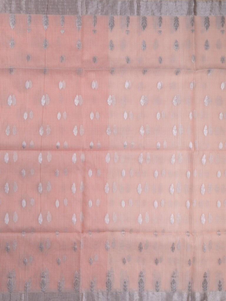 Jari kota fancy saree baby pink color allover zari motifs & zari border with zari pallu and attached self blouse