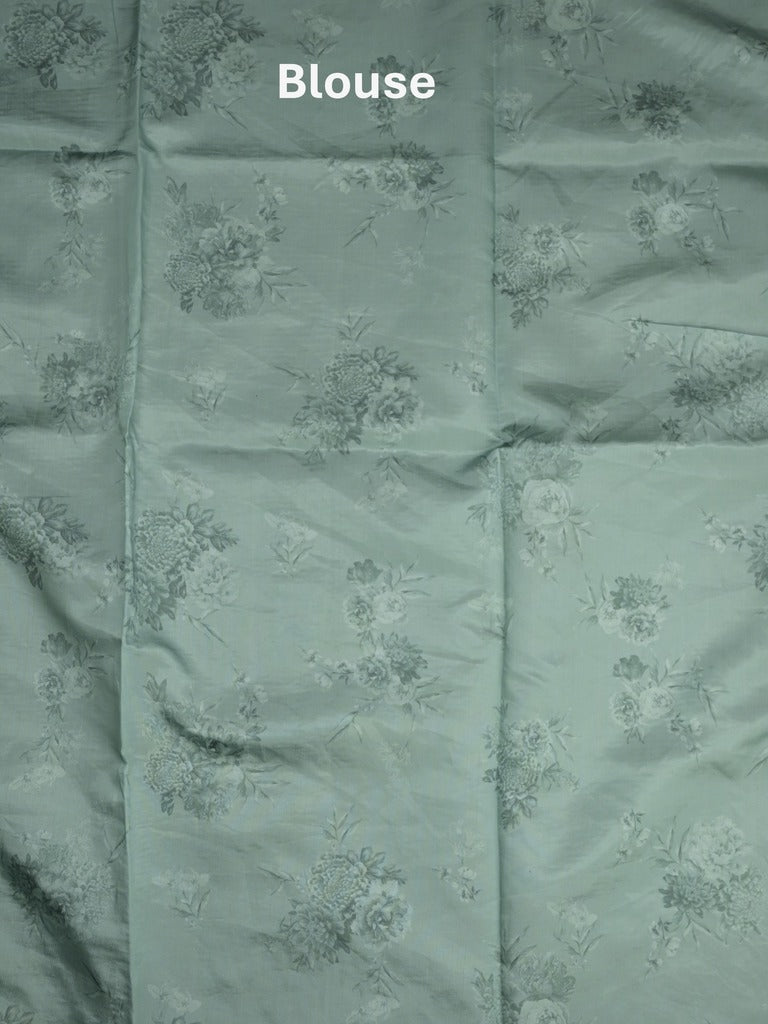 Tissue crush fancy saree cream color allover plain & embroidery border with running pallu and printed blouse