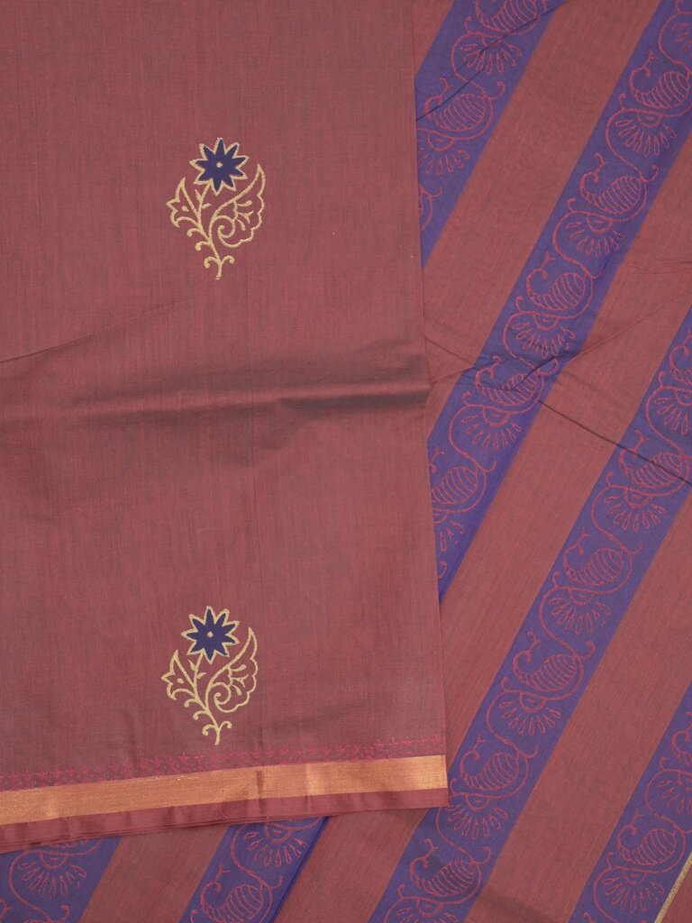 Kanchi cotton saree for women | maroon | zari border | self blouse
